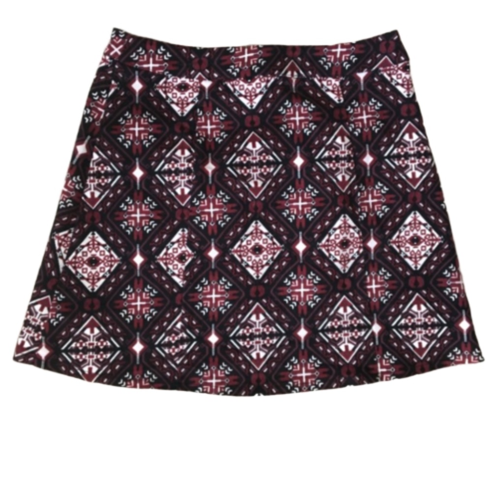 Divided Patterned Skirt With A Zipper Up The Back